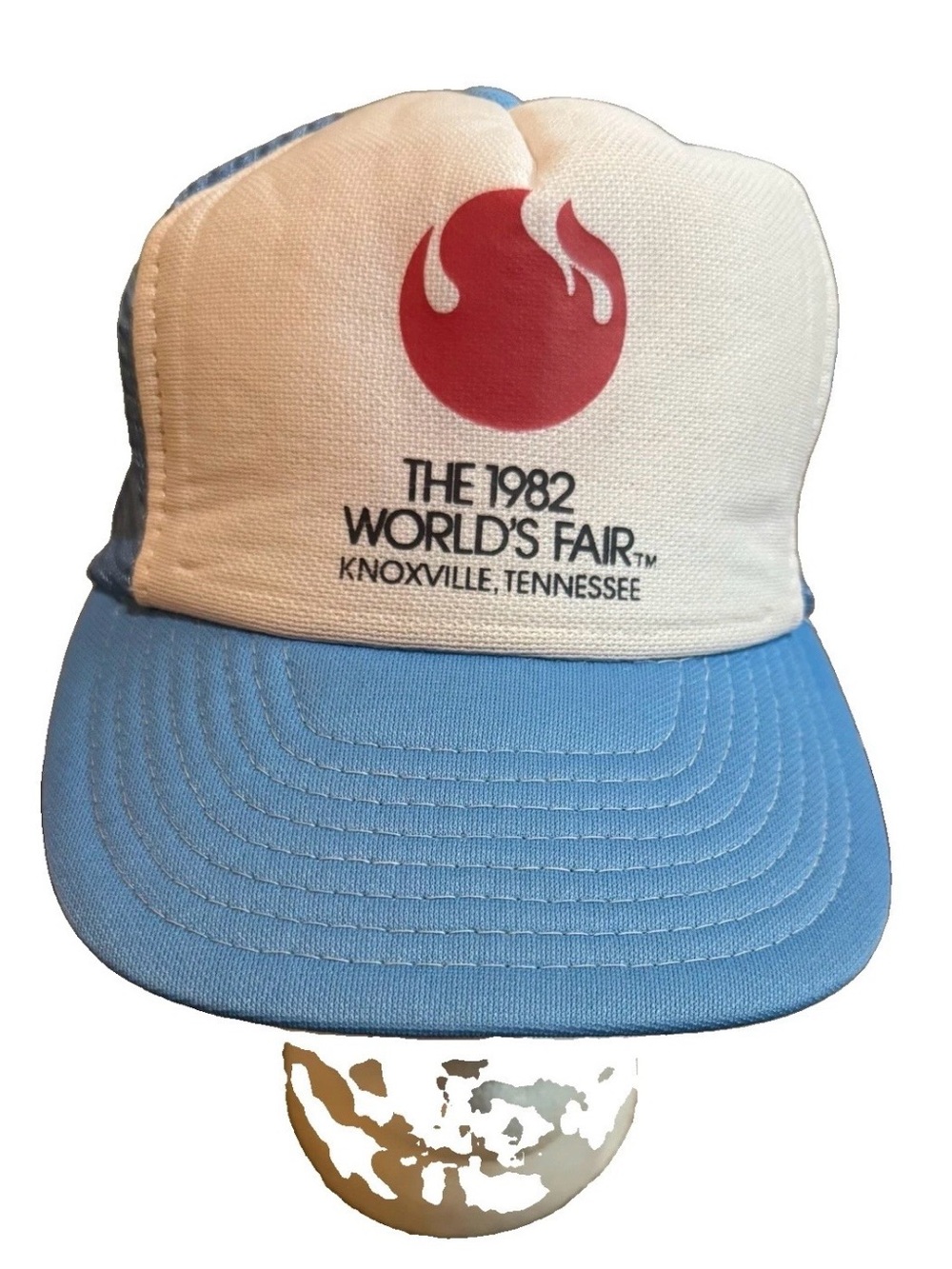 Vintage 1982 World's Fair Kids Trucker Hat - White & Light Blue